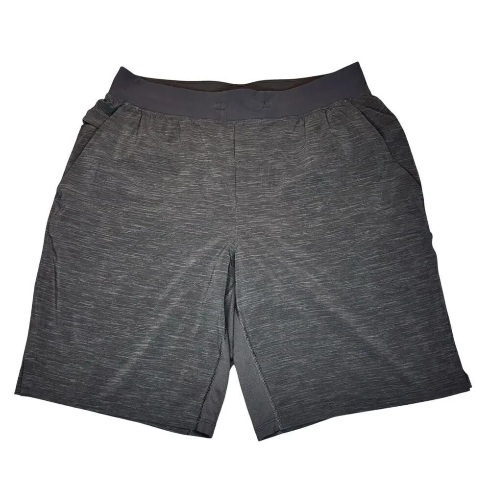 LULULEMON Men Sz L Shorts 9.5” Lined Charcoal Gray Black Yoga Sport Luxury 0227
